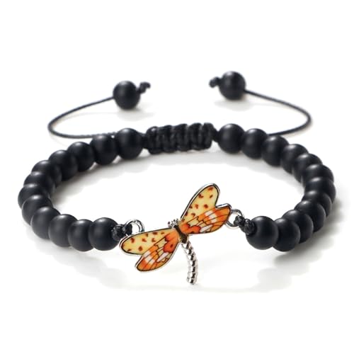 Gualiy Edelstein Perlen Armband, 8MM Matt Stein Armband mit Gelb Libelle für Damen Herren 17-28CM Gualiy Edelstein Perlen Armband, 8MM Matt Stein Armband mit Gelb Libelle für Damen Herren 17-28CM von Gualiy
