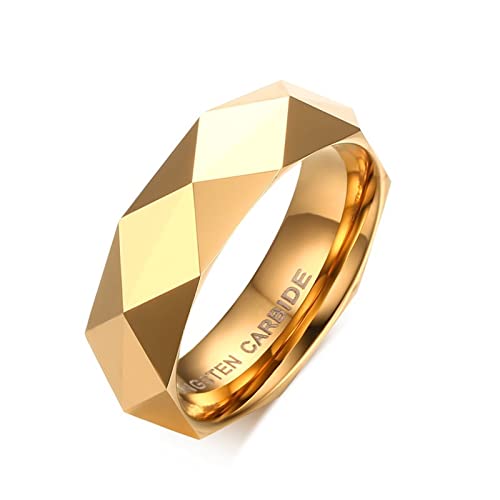 Gualiy Ehering Wolfram Damen, Verlobungsring Damen Facettenreicher Ring Breit 6mm Ringe Größe 60 (19.1) von Gualiy