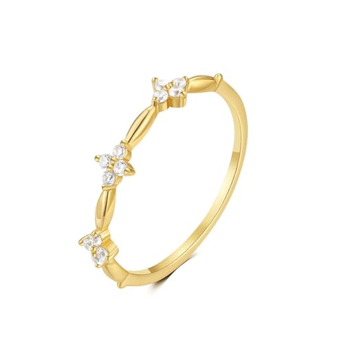 Gualiy Eheringe 14 Karat Gold Ring, Gelbgold Trauringe Ringe Blume mit Rund Moissanit Damen Ringe Größe 52 von Gualiy