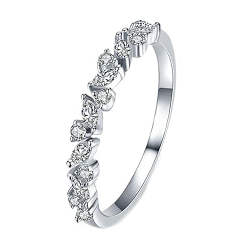 Gualiy Eheringe 375 Weißgold, 9 Karat Freundschaftsringe Damen mit Marquise und Rund Form Moissanit Ring Größe 57 von Gualiy