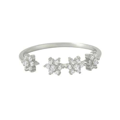 Gualiy Eheringe 375 Weißgold, 9 Karat Silber Ringe Hochzeitringe Blume mit Moissanit Einstellbar Damenring Größe 49 von Gualiy