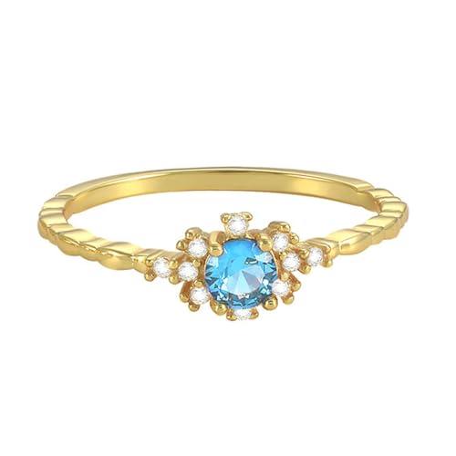 Gualiy Eheringe 585 Gold, 14 Karat Gelbgold Damen Ringe Freundschaft mit Rund Form Topas 4x4mm Ring Größe 49 von Gualiy