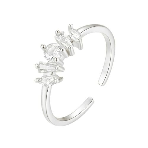 Gualiy Eheringe 585 Gold, 14 Karat Weißgold Trauringe Partnerringe mit Weiß Moissanit Einstellbar Damenring Größe 49 von Gualiy