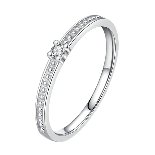 Gualiy Eheringe 585 Gold, 14 Karat Weißgold Verlobungsring mit Rund Diamant Stapelbar Damen Ringe Größe 60 von Gualiy