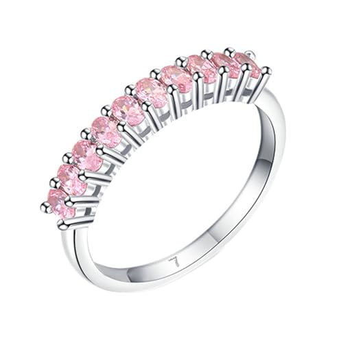 Gualiy Eheringe 585 Weißgold, 14 Karat Verlobungsring Silber Damen mit Oval Form Labor Erstellter Morganit Ring Größe 54 von Gualiy