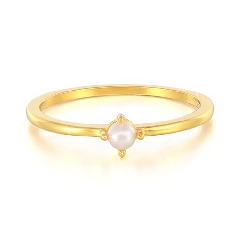 Gualiy Eheringe 9 Karat Gelbgold Ring, Damen Trauringe Partnerringe mit Rund Perle Ringe Größe 57 von Gualiy