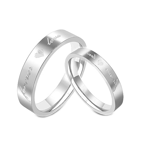 Gualiy Eheringe Titan Paarpreis, Partnerringe Eheringe Verlobungsringe Silber Ring mit Forever Love Ring Damen 57 (18.1)+ Herren 62 (19.7) von Gualiy