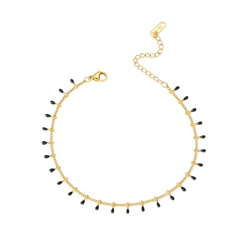 Gualiy Fußkettchen Damen Edelstahl, Fußkettchen Gold mit Blau Träne Charme Fußkette Verstellbar 20+5cm Gualiy Fußkettchen Damen Edelstahl, Fußkettchen Gold mit Blau Träne Charme Fußkette Verstellbar 20+5cm von Gualiy