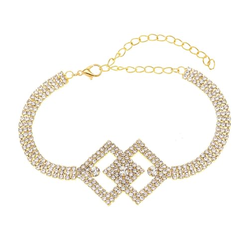 Gualiy Fußkettchen Damen Gold, Fußkette Tennis-Kette mit Zirkonia Schmuck Damen Fußkette 22.4+10cm von Gualiy