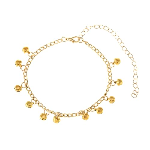 Gualiy Fußkettchen Freundschaft, Fußkettchen Damen Gold Schellen Quasten Fußkette Verstellbar 21.5+10cm von Gualiy