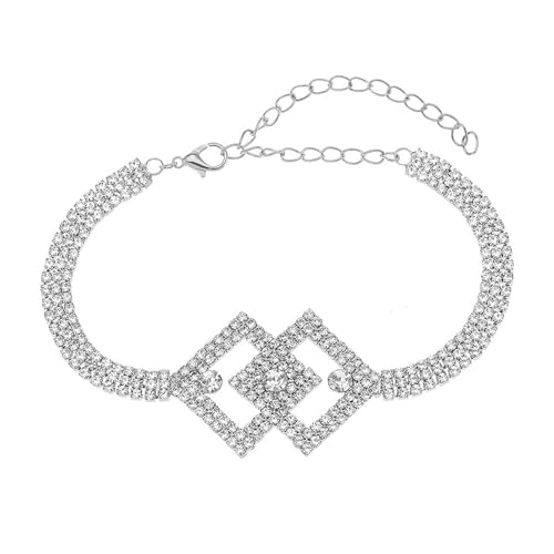 Gualiy Fußkettchen Freundschaft Silber, Fußkettchen Damen Tennis-Kette mit Zirkonia Fußkette Verstellbar 22.4+10cm von Gualiy