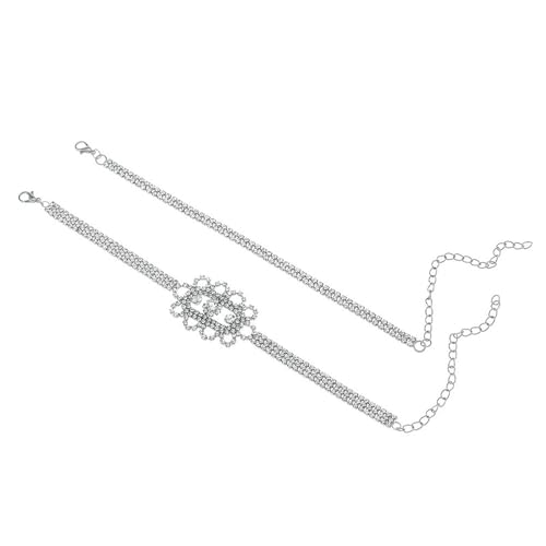 Gualiy Fußkettchen Silber Damen, Fußkettchen 2PCS Zirkonia Tennis-Kette mit Blume Fußkette Verstellbar 20.7+10cm von Gualiy