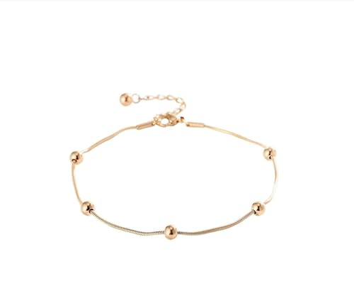 Gualiy Fußkettchen Silber Edelstahl, Fußkette mit Perlen Fußkette Damen Verstellbar 21.5+5cm von Gualiy