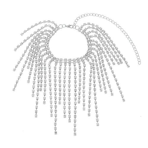 Gualiy Fußkette Damen Silber, Fußkettchen Zirkonia Quasten Fußkette Verstellbar 19.5+10cm von Gualiy