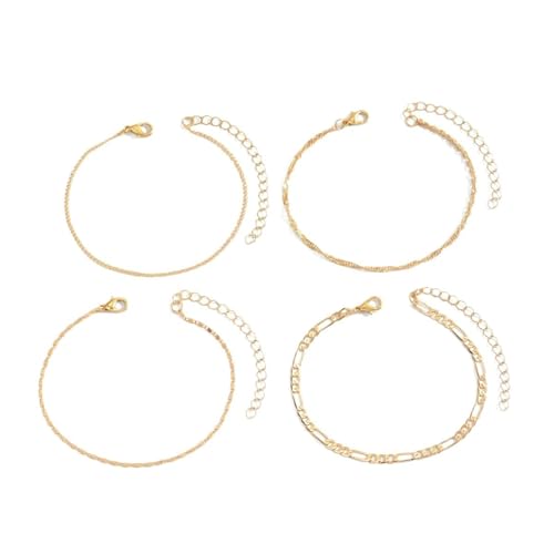 Gualiy Fußkette Frauen Gold, Fußkette Mehrschichtig Ketten Set Fussketten Damen Verstellbar 20+7cm von Gualiy