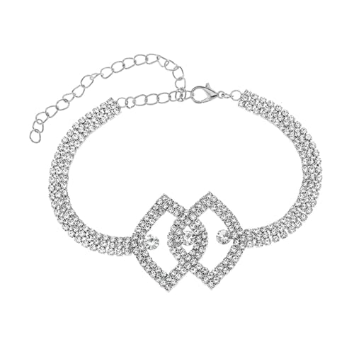 Gualiy Fußkette Frauen Silber, Fußkettchen Tennis-Kette mit Zirkonia Frauen Fußkette 22.4+10cm von Gualiy