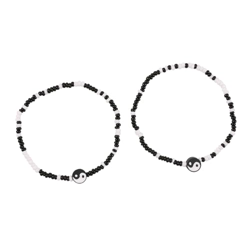 Gualiy Fußkette Perlen Damen Wasserfest, Fußkette Doppellagige Kette mit Yin Yang Fussketten Frauen Boho von Gualiy