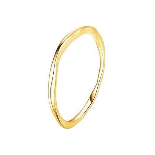 Gualiy Gelbgold Damen Ring, 9 Karat Goldring Verlobungsring Unregelmäßig Stapelbar Ring Größe 52 von Gualiy