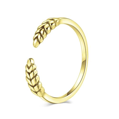 Gualiy Gelbgold Ring Damen 375, 9 Karat Gold Ring Ehering Blatt Zweig Öffnen Ringe Größe 49 von Gualiy