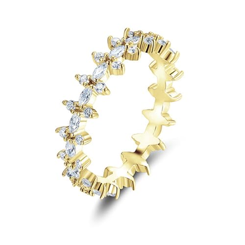 Gualiy Gelbgold Schmuck Damen Ring, 14 Karat Verlobungsring Gold Damen Marquise Form Moissanit Ring Größe 57 von Gualiy