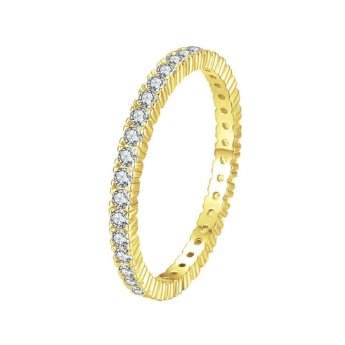 Gualiy Gelbgold Trauringe 375, 9 Karat Freundschaftsringe Damen Rund Form Moissanit Ring Größe 54 von Gualiy