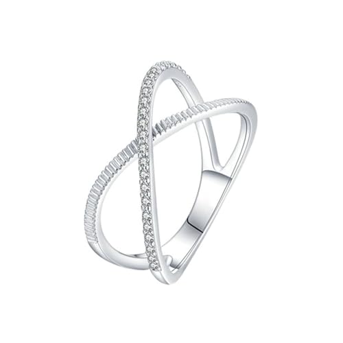 Gualiy Gold 9 Karat 375 Ring, Weißgold Ring Damen Hochzeit Kreuz mit Rund Moissanit Ring Größe 57 von Gualiy