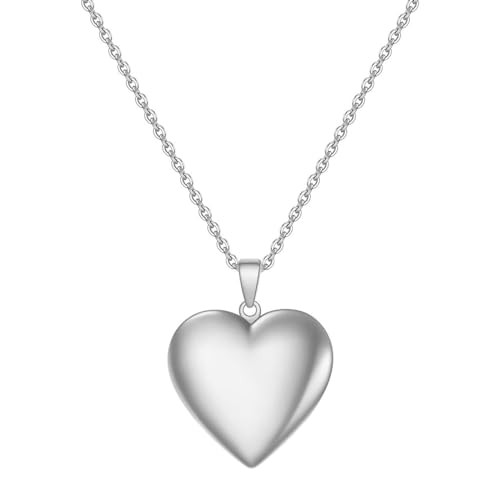 Gualiy Halsketten aus Edelstahl, Ketten Anhänger Silber Herz Form Halsketten 50CM von Gualiy