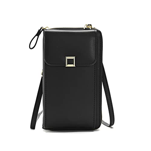Gualiy Handytasche zum Umhängen Damen, Kleine Umhängetasche Damen PU Leder Schwarz Crossbody Geldbörse mit Verstellbar Abnehmbar Schultergurt von Gualiy