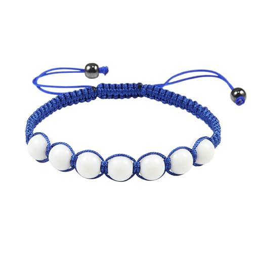 Gualiy Herren Armband Naturstein, 8MM Weiß Stein Geflochten Armband für Damen 19-29CM von Gualiy