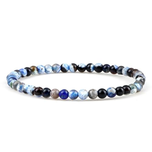 Gualiy Herren Armband Perlen, 4MM Achat Stein Armband für Damen 19CM von Gualiy
