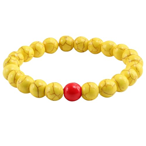 Gualiy Herren Armband Perlen, Gelb und Rot Türkis Armband für Damen von Gualiy