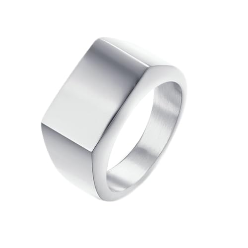 Gualiy Herren-Ring Edelstahl, Silber Trauringe Verlobungsringe 13MM Ring Hochglanzpoliert Rechteck Ring Größe 49 (15.6) von Gualiy