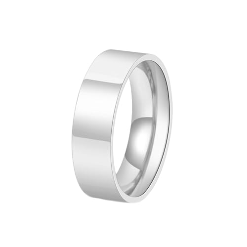 Gualiy Herren Ring Titan, Silber Eheringe Partnerringe 6MM Poliert Herz mit Zirkonia Ring Größe 67 (21.3) von Gualiy