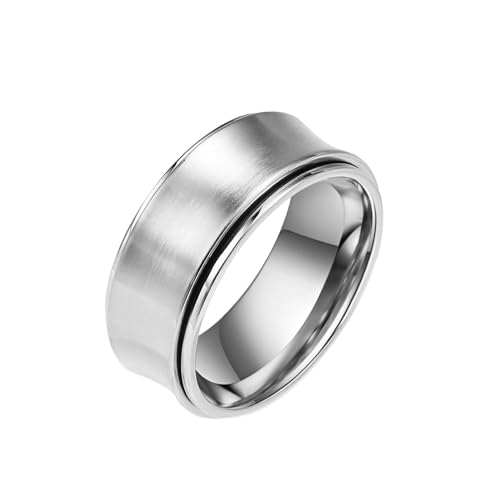 Gualiy Herren-Ring Titan, Silber Fidget Ring Anxiety Herren 9MM Mattiert Fertig Drehbar Ringe Größe 62 (19.7) von Gualiy