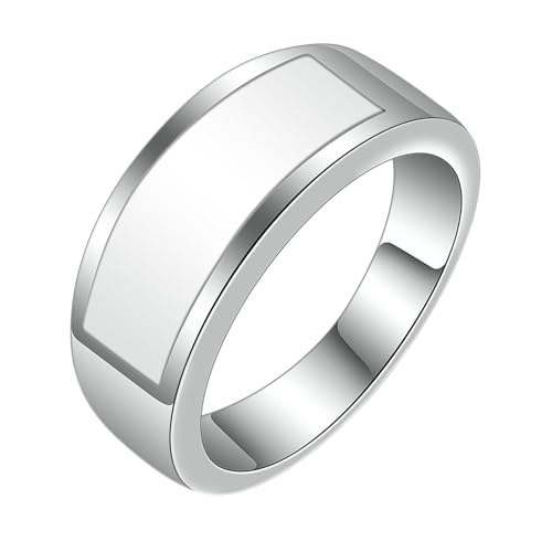 Gualiy Herren Ring Titan, Silber Herrenringe Hochzeit 8.5MM Ring mit Rechteck Weiß Zirkonia Ring Größe 67 (21.3) von Gualiy