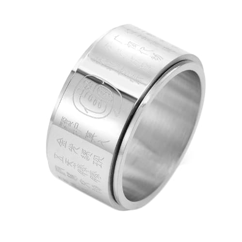Gualiy Herren-Ringe Edelstahl, Silber Anti Stress Fidget Spinner Ring Herren 12MM Religiöse Schriften Drehbar Ringe Größe 62 (19.7) von Gualiy