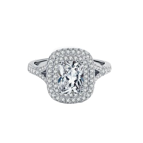 Gualiy Hochzeitsringe Gold 14 Carat, Weißgold Eheringe Freundschaftsringe mit Rechteck Form Moissanit Damen Ring Größe 54 von Gualiy