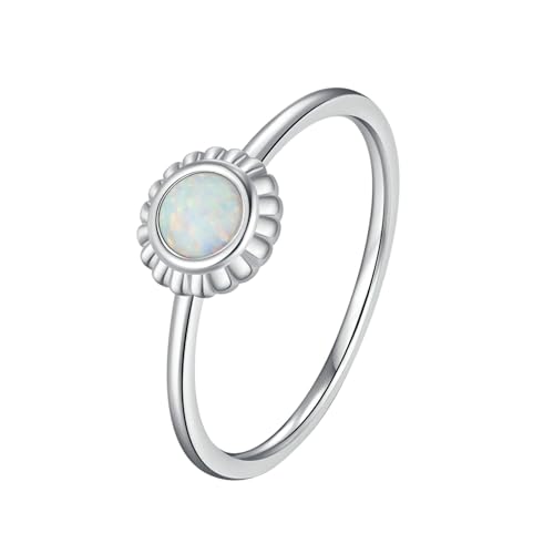 Gualiy Hochzeitsringe Gold 14 Carat, Weißgold Verlobungsring für Damen Blume mit Rund Opal Ringe Größe 54 Gualiy Hochzeitsringe Gold 14 Carat, Weißgold Verlobungsring für Damen Blume mit Rund Opal Ringe Größe 54 von Gualiy