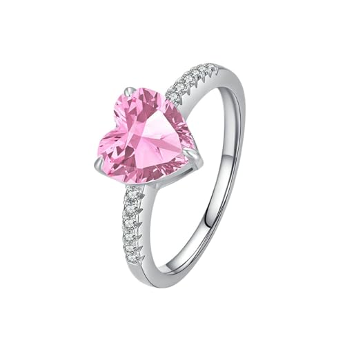Gualiy Hochzeitsringe Gold 9 Carat, Weißgold Eheringe Freundschaftsringe Ringe mit Herz Form Labor Erstellter Saphir Damenring Größe 60 von Gualiy