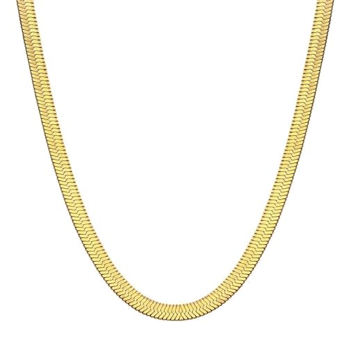 Gualiy Kette Edelstahl Halskette, Ketten Halskette Gold 4MM Schlange Kette Halsketten 60CM von Gualiy