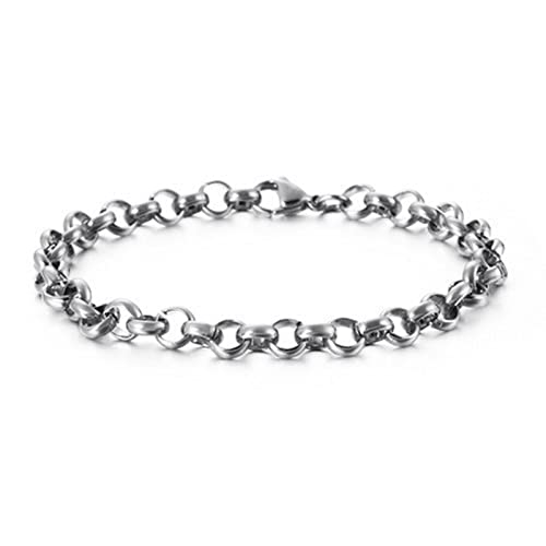 Gualiy Ketten Armband Männer Armband Für Herren Edelstahl Silber-6mmRolo Kettenarmband 20cm von Gualiy