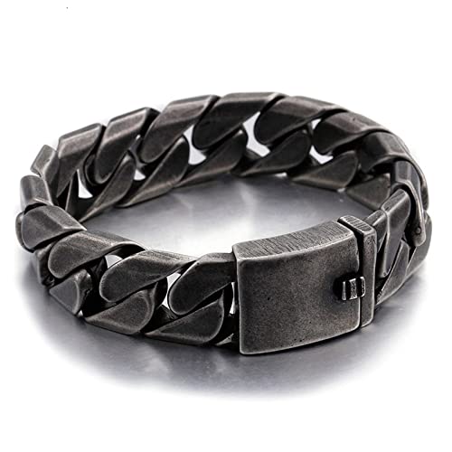 Gualiy Ketten Armband Männer Edelstahl Armband Für Herren Antiquität Panzerkette Armband 22cm Antiquität von Gualiy