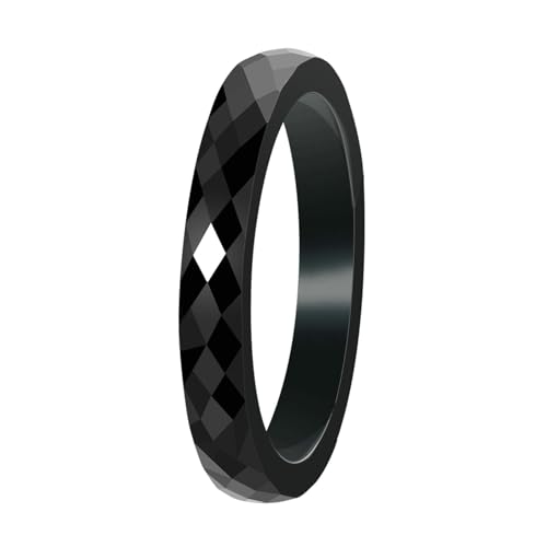Gualiy Männer Ringe Keramik, Schwarz Damen Ringe Ehering 3MM Ring mit Rhombus Muster Ringe Größe 57 (18.1) von Gualiy