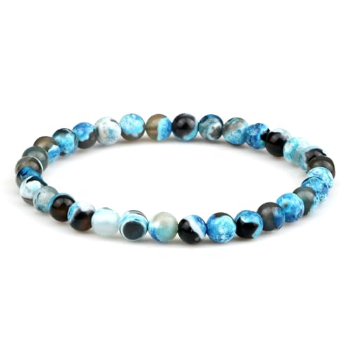 Gualiy Naturstein Armband, 6MM Achat Stein Armband für Damen Herren von Gualiy