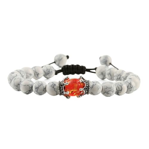 Gualiy Naturstein Armband, 8MM Türkis Armband mit Krone für Damen Herren 17-30CM von Gualiy