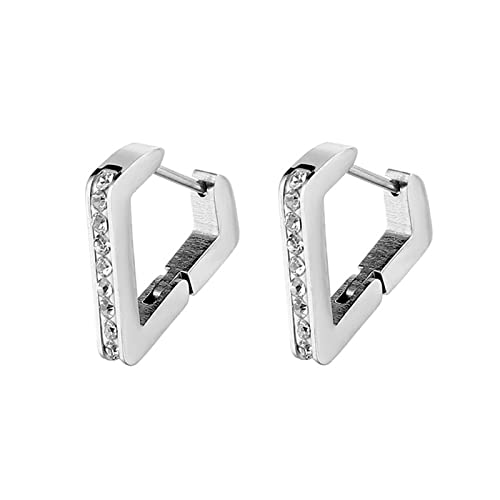 Gualiy Ohrringe Creolen Damen Edelstahl, Ohrringe Damen Rhombus Form mit Zirkonia Ohrringe von Gualiy
