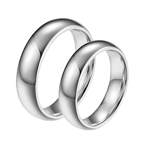 Gualiy Partnerringe aus Wolfram mit Gravur, Paar Verlobungsringe Silber Poliert Ring 6mm Größe Damen 54 (17.2) + Herren 62 (19.7) von Gualiy
