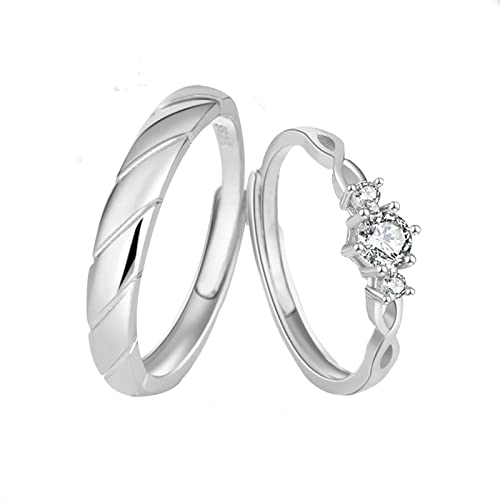 Gualiy Ring 925 Silber Verstellbar, Trauringe Partnerringe Unendlichkeit Ring mit Zirkonia Ringe für Herren Damen von Gualiy