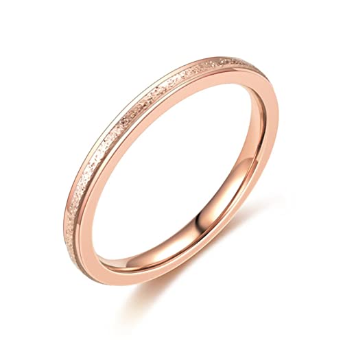 Gualiy Ring Damen Roségold, Vertrauensring aus Chirurgenstahl 316L mit 2MM Matt Oberfläche Dünnes Band Ring für Frauen Roségold, Größe 54 (17.2) von Gualiy