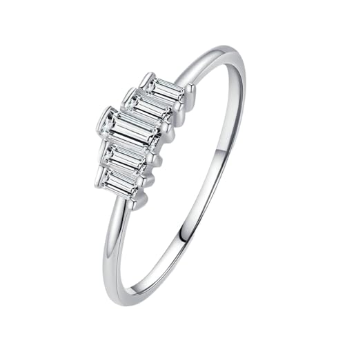 Gualiy Ring Weißgold 9 Karat, Damen Trauringe Partnerringe mit Rechteck Form Moissanit Ring Größe 49 von Gualiy